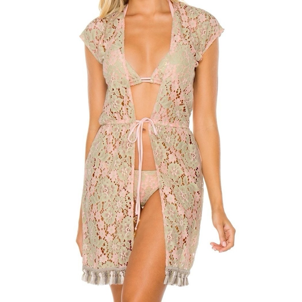 Luli Fama Gitana Vest Dress Cruise Collection Size M Swimcover